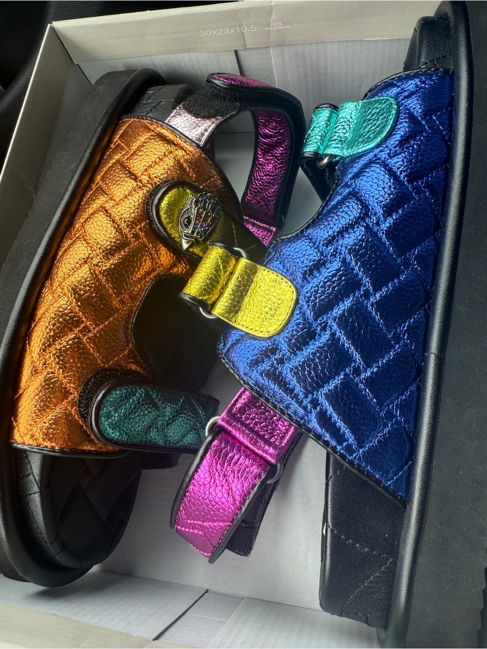 Metallic Multi-Color Quilted Women’s Slide Sandals SIze ( 40)